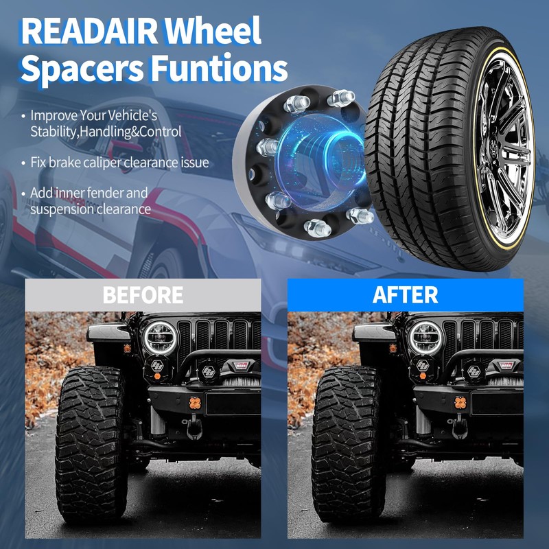 Readair Wheel Adapters-6x5.5 Wheel Spacers,2 Inch 6 Lug Hub Centric