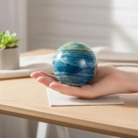 Natural Blue Onyx Stone Sphere Blue Lace Onyx Ball DecorBlue Onyx Crystal SphereColor: Blue, Size: 6-6.5cm
