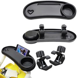 Stroller Food Tray, Universal Stroller Tray, Universal Snack Tray for Stroller, Water Bottles, Food, Mobile Phones, Etc, Small Things (Black)