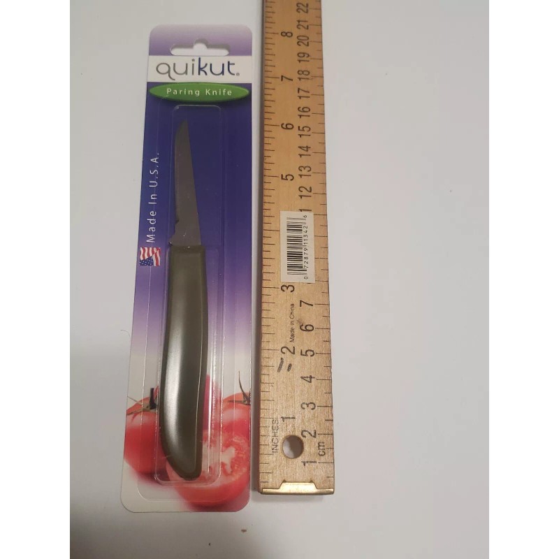Pampered Chef Quikut Paring Knife Olive Green Handle 2.5" Blade