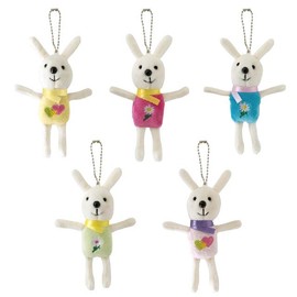 Heads LM-KY2 Keychain 2.0 x 1.6 x 5.1 inches (5 x 4 x 13 cm), Rabbit Lovely Mascot, Ball Chain, Pack of 10