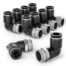 Bwintech 12 Pcs 6mm Tubing OD x 1/8" Male BSP Thread 90 Degree Elbow Push in Connect Pneumatic Fitting,PL6-01 Quick Release Air Line Adapter