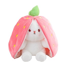Wanwu World Reversible Bunny Stuffed Animal Rabbit Cuddle Stuffed Bunny Transformed Rabbit Plush with Zipper 8" Easter Bunny Plushies for Baby Boys Girls Kids