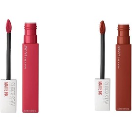 Labial líquido matte Maybelline Superstay 2 tonos – 80 Ruler y 117 Ground, 16h sin transfer