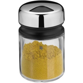WMF Depot universal spreader 100ml, with aroma lid, spice jar, coarse scatter pattern, glass, Cromargan stainless steel, dishwasher-safe