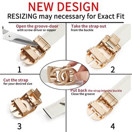 ARIMIA Adjustable from 26" to 48" Waist Gold White Mens Belt Black Adjustable Length Soft Genuine Cowhide Strap 1.5 Inch Wide (White Gold, 46'' SG Gold White 240428)