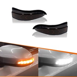 ADIIL Smoked Dual Colors White/Amber Side Mirror Indicator Lights Sequential LED Dynamic Turn Signal Lights For 2013-2018 Toyota Avalon，2014-2019 Toyota Corolla，2012-2019 Toyota Prius C