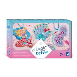 Janod - Magic Ocean - 3 Diamond Keychains - Keychain Making Kit - Child Craft Kit - Fine Motor Skills and Concentration Learning - from 7 Years Old - J07793