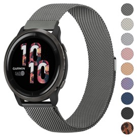 Metal Bands for Garmin Vivoactive 4, Garmin Venu 2, Garmin Venu 3,Forerunner 255/255 Music, 22mm Stainless Steel Quick-Release Metal Replacement Band for Men Women