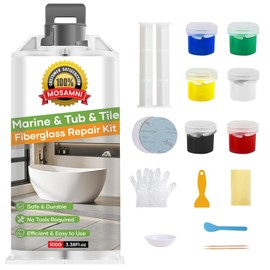 MOSAMNI Fiberglass Tub Repair Kit (Color Match), Porcelain Sink and Bathtub Repair Kit for Chips, Cracks, Holes, Rust, Scratches on Toilet, Shower Tile, Enamel, Acrylic, Ceramic, Quartz, Marble
