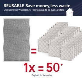 Demiwise 16x25x1 Electrostatic Air Filter, MERV 8 Reusable Aluminum AC/HVAC Furnace Filters, Washable Permanent Air Filter, Lasts a Lifetime, Easy to Clean (Actual Size:15.50x24.65x0.82)