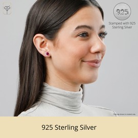 925 Sterling Silver Cushion Cut Citrine Stud Earrings | 6MM Hypoallergenic November Birthstone Stud Earrings | Anti Tarnish Gemstone Earring Studs by MAX + STONE