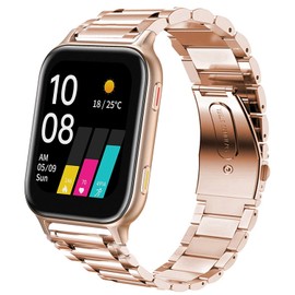 Compatible for UMIDIGI Uwatch 5 Band, Giaogor Quick Release Stainless Steel Metal Replacement Straps Compatible with UMIDIGI Smart Watches Uwatch 5 2021 (Rose Gold)