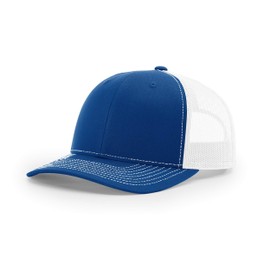 Richardson Unisex 112 Trucker Adjustable Snapback Baseball Cap, Split Royal/White, One Size Fits Most