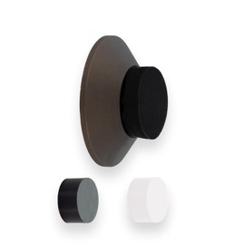 EVI Hardware | Adhesive Door Stop | Wall Mounting | 1.77 x 0.66 | Rustic Brass | White and Black Rubber Included | Adhesive or Screw Installation | Modern Conical Design
