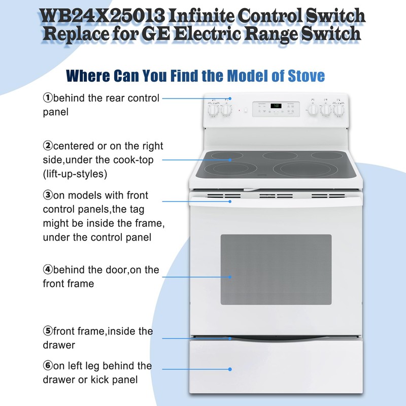 WB24X25013 Electric Range Infinite Control Switch Replace for GE, WB24X25013