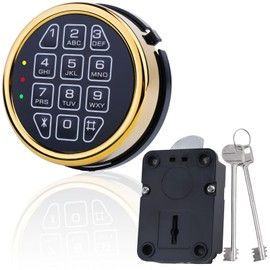 Gun Safe Replacement Lock with Left Swing Bolt Lock and 2 Emergency Keys for Locksmiths, Gold Keypad Safe Electronic Lock for Safe Box (Left Swing Bolt Lock)