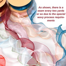 1.5 Inch Sheer Organza Ribbon Light Blue Wavy Knot Wired Ribbon 25 Yards for Gift Wrapping, Bouquet Wrapping,Craft，Christmas-Birthday-Wedding-Party Decoration (1.5 inch, Light Blue)