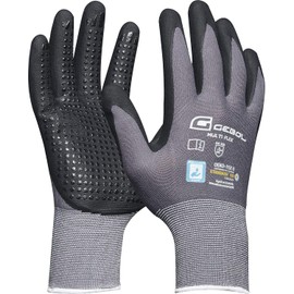Gebol Work Glove Multi-Flex Size 7 Made of Nylon with Nitrile Coating and Dimples, Black, 528918