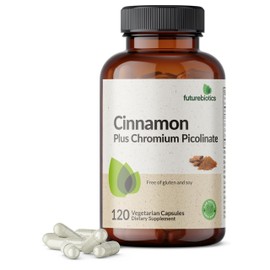 Futurebiotics Cinnamon Plus Chromium Picolinate Supplement, High Potency Chromium, Non-GMO, 120 Vegetarian Capsules