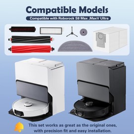 VIEWALL VIEWALL Zubeh?r f1r Roborock S8 MaxV Ultra Staubsauger,2 Hauptb1rsten,2 HEPA-Filter,4 Mopps,4 Seite Mopps,6 Staubbeutel,4 Seitenb1rsten,1 selbstreinigende B1rste,1 B1rste Ersatzteilset