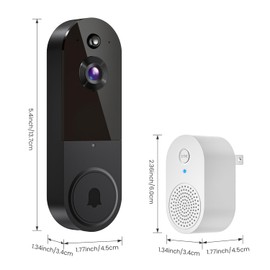 CastNeon Smart 1080P Wireless Video Doorbell with Chime, Two-Way Talk, Night Vision, Real-Time Alerts, 2.4G Wi-Fi, Cloud Storage Service, Battery Powered, Al Human Detection, Live View