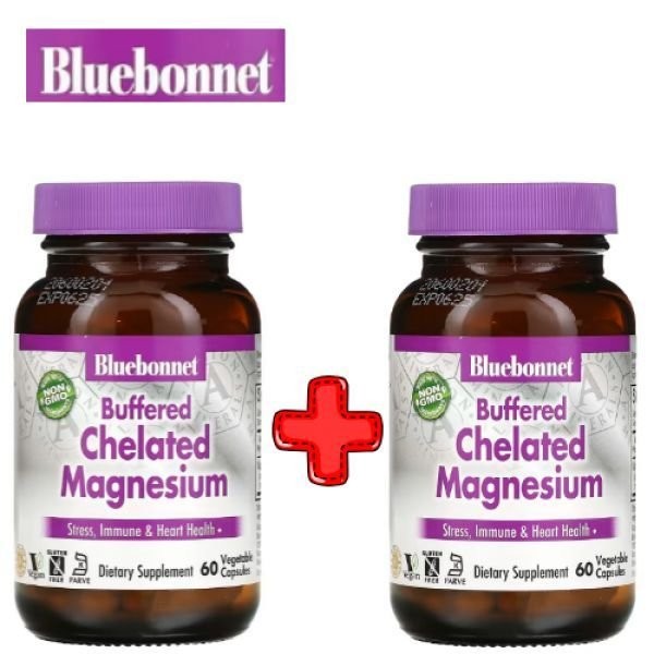 Bluebonnet Chelate Magnesium, 60 Veggie Capsules, 2 Bottles, 60 Count / 블루보넷킬레이트마그네슘, 60 베지캡슐 2병, 60 Count