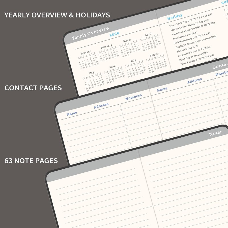 2026-2028 Monthly Pocket Calendar - 3 Year Planner with Faux