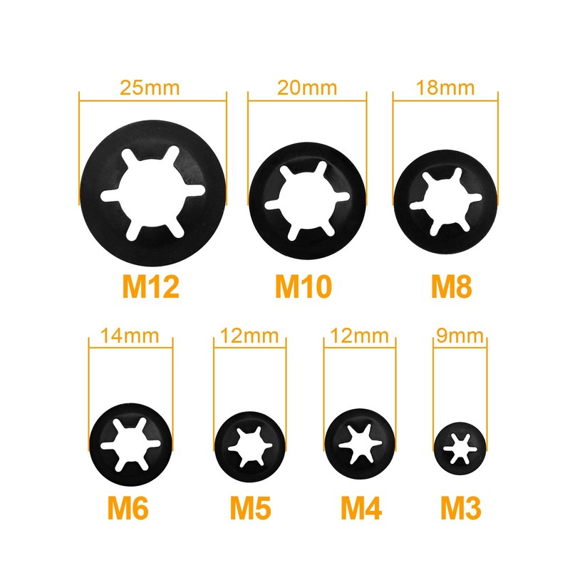 280 x Inner Tooth Screw Quick Release Clips M3-M12 Assortment