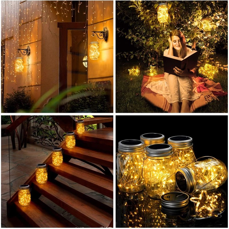 VOOKRY Solar Mason Jar Lights - 10 Pack 30 LED