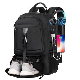 Large Travel Backpack,Laptop Backpack for Men,Backpack with shoe compartment with USB Charging Port,College Backpack,Bookbag fit 17.3 Inch Laptop for Business Hiking Camping (Fits 4.92-5.91 ft height)