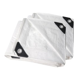 TARPAL 3x3 Small Tarp Waterproof 6mil (2 Pack) White tarps Multipurpose Protective Cover All Purpose Poly Tarps Cover for Firewood Outdoor Furniture etc