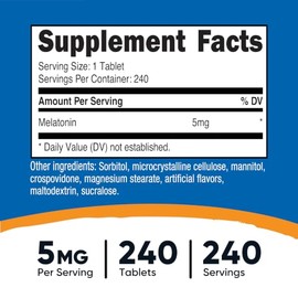 Nutricost Melatonina 5 mg, 240 tabletas de disolución rápida (sabor a bayas mixtas), sin OMG, sin gluten