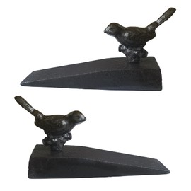 Ymaiss 2Packs Heavy Duty Cast Iron Bird Door Stops, Decorative Vintage Rustic Door Stopper,Solid & Antique Style Windproof Door Holder for Patio Yard Garden Farmhouse in Antique Black