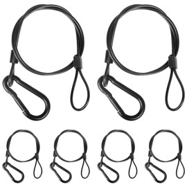 jindaaudio Lighting Safety Cable with Loops(6-Pack), 25kg Load Stage Light Safety Cable Black Security Chain Hanging on Trusses, Stainless Steel Lanyard（Diameter 2mm/0.08in, Length 50cm/19.69in)