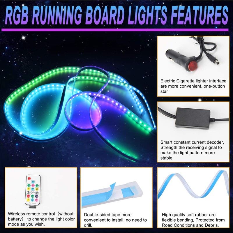 OPL5 Dream Color 2Pcs Truck LED Running Board Lights Sequential