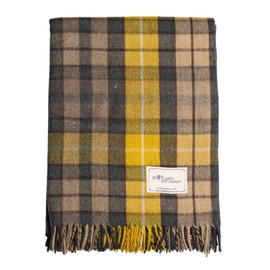 The Scotland Kilt Company Tartan Rug - 100% Wool Soft Blanket with Fringed Edges in Natural Buchanan - King Size 69 x 98''