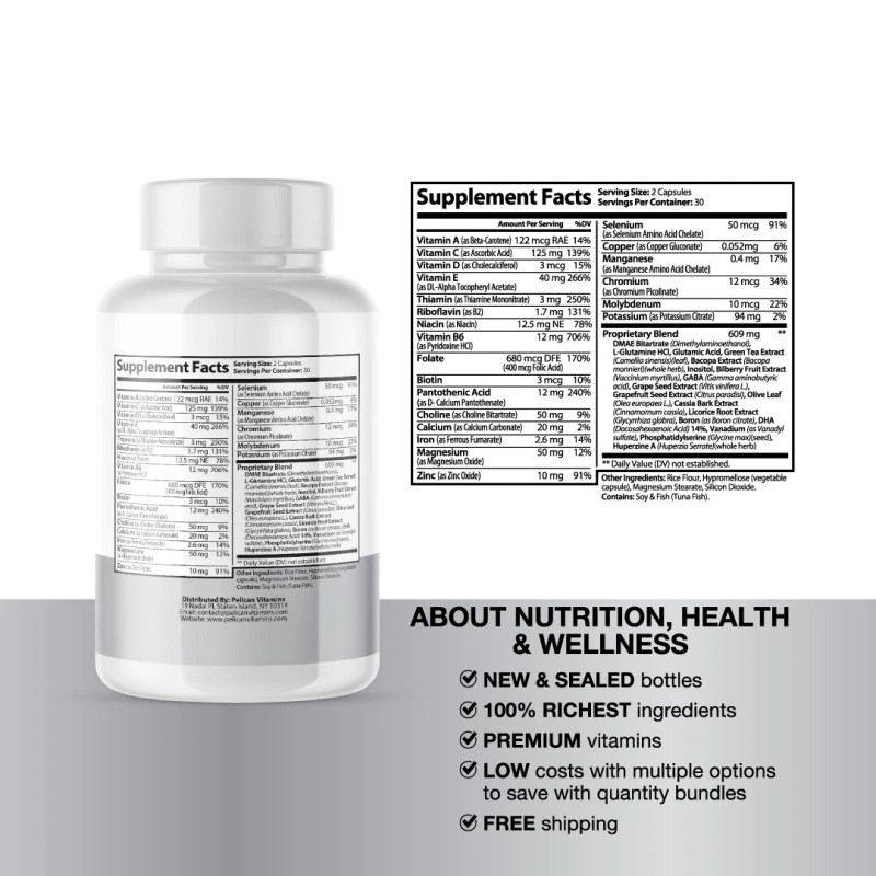 Pelican Vitamins Cogni Flex Support- Brain Support- 5 Bottles- 300