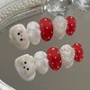 (3+1) Red Apple Handmade Nail Tips - Round / (3+1)