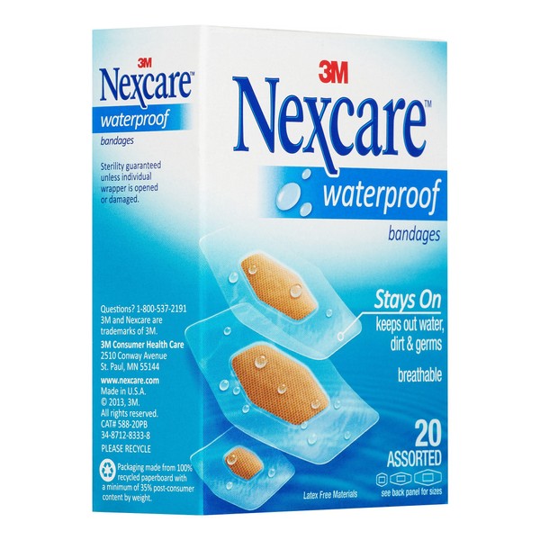Nexcare Waterproof Clear Bandages Assorted 20 Each (Pack of 3)