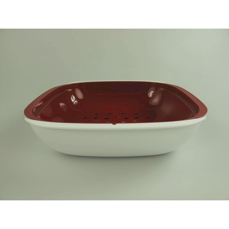 TUPPERWARE Allegra 9766 Serving Bowl with Strainer 1.33 L Red