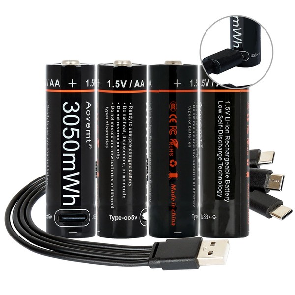 Aovemt AA Battery, Lithium Batteries aa 1.5V/3050mWh, High Capacity with