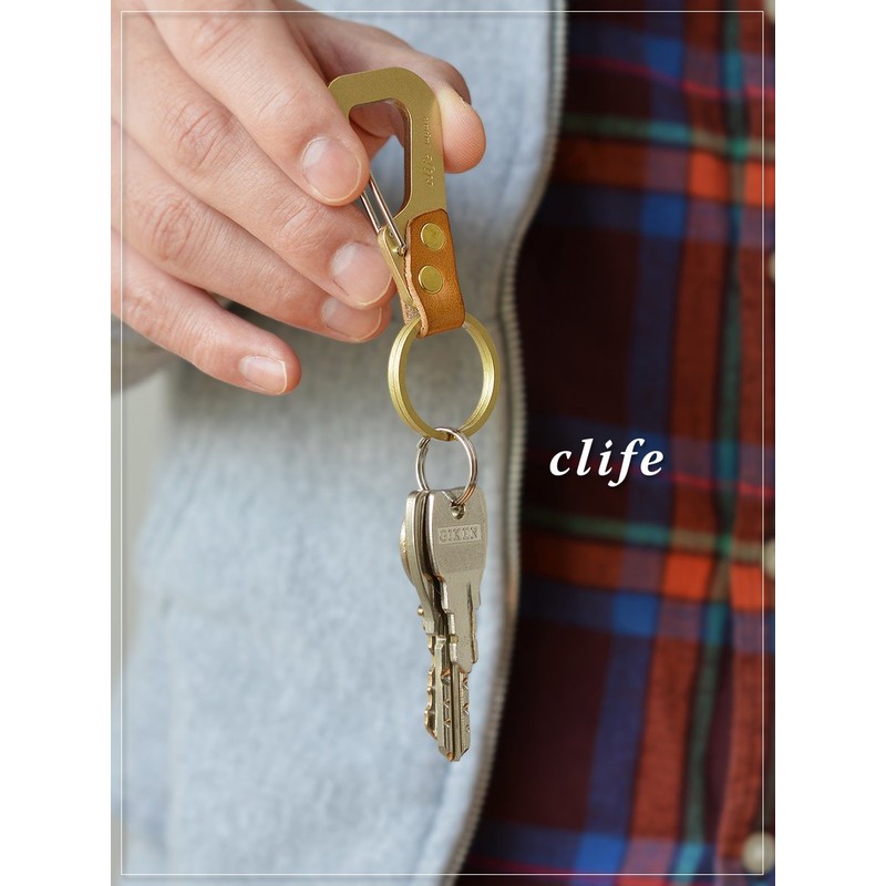 clife GRASP CF-101 Cliff Keyholder Key Ring Genuine Leather, Camel