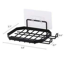 2Pcs Soap Holder for Shower Wall with 2 Hooks Removable Stainless Steel Bathroom Soap Holder No Drilling(Black)