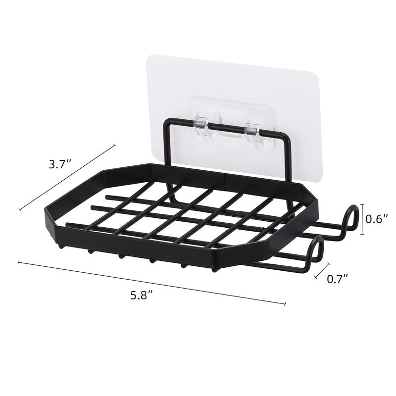 2Pcs Soap Holder for Shower Wall with 2 Hooks Removable