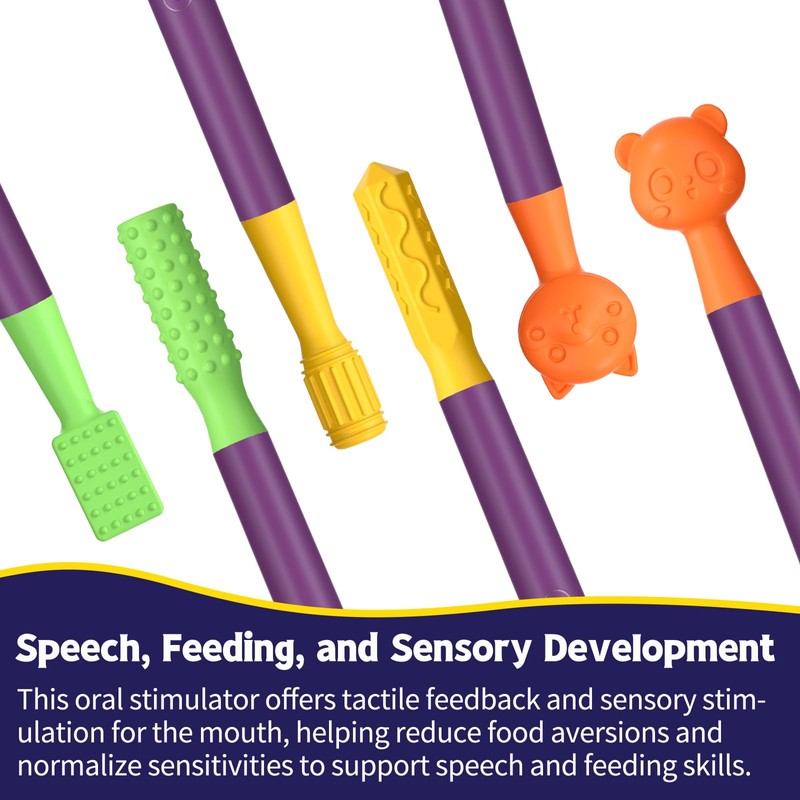 Oral Sensory Stimulation Kit with 6 Soft Textured Heads for