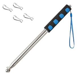 Qiuboluny 2.5 m Telescopic Flagpole, Handheld Flagpole with Clips, Telescopic Flag Pole Extendable, for Camping, Travel, Excursions, Competitions, Teachers, Travel Guide (Blue)