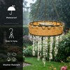 Solar Outdoor Hanging Chandelier, Waterproof Rustic Rattan Hanging Light with