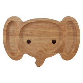 不二貿易 プレート キッズ 幅29cm ナチュラル ゾウ 天然木 割れにくい 軽量 木製 食器 ボヌール 23912