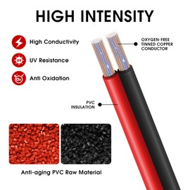 SPTDACSFP 16 Gauge Wire 30FT, 2 Conductor Electrical Wire Red Black Cable, 16 AWG Stranded Oxygen Free Tinned Copper Wire for LED Lighting, RC Cars, Home Electrical, Automotive